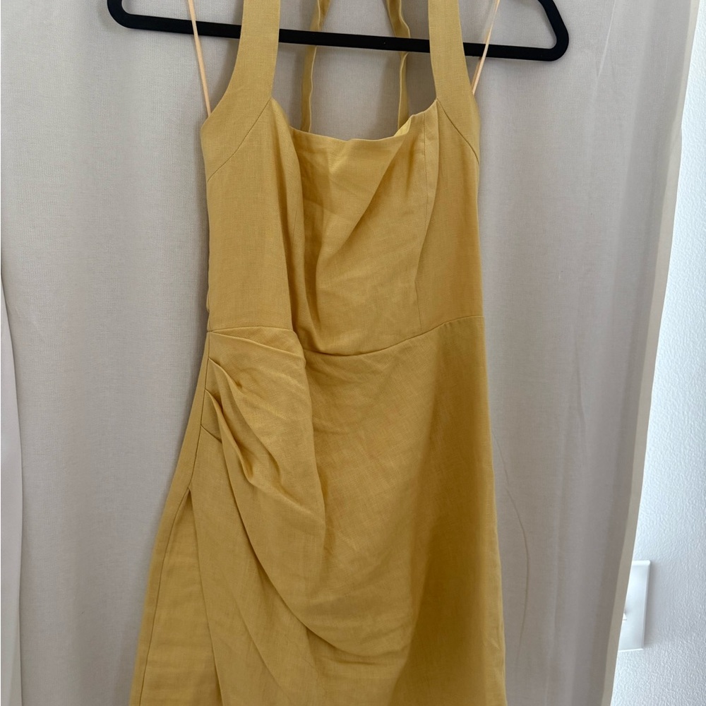 Reformation Strapless Yellow Dress